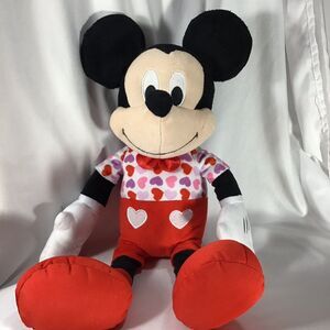 Disney Mickey Mouse Valentine Love Stuffed Plush 18" Shirt Hearts and Bow Tie